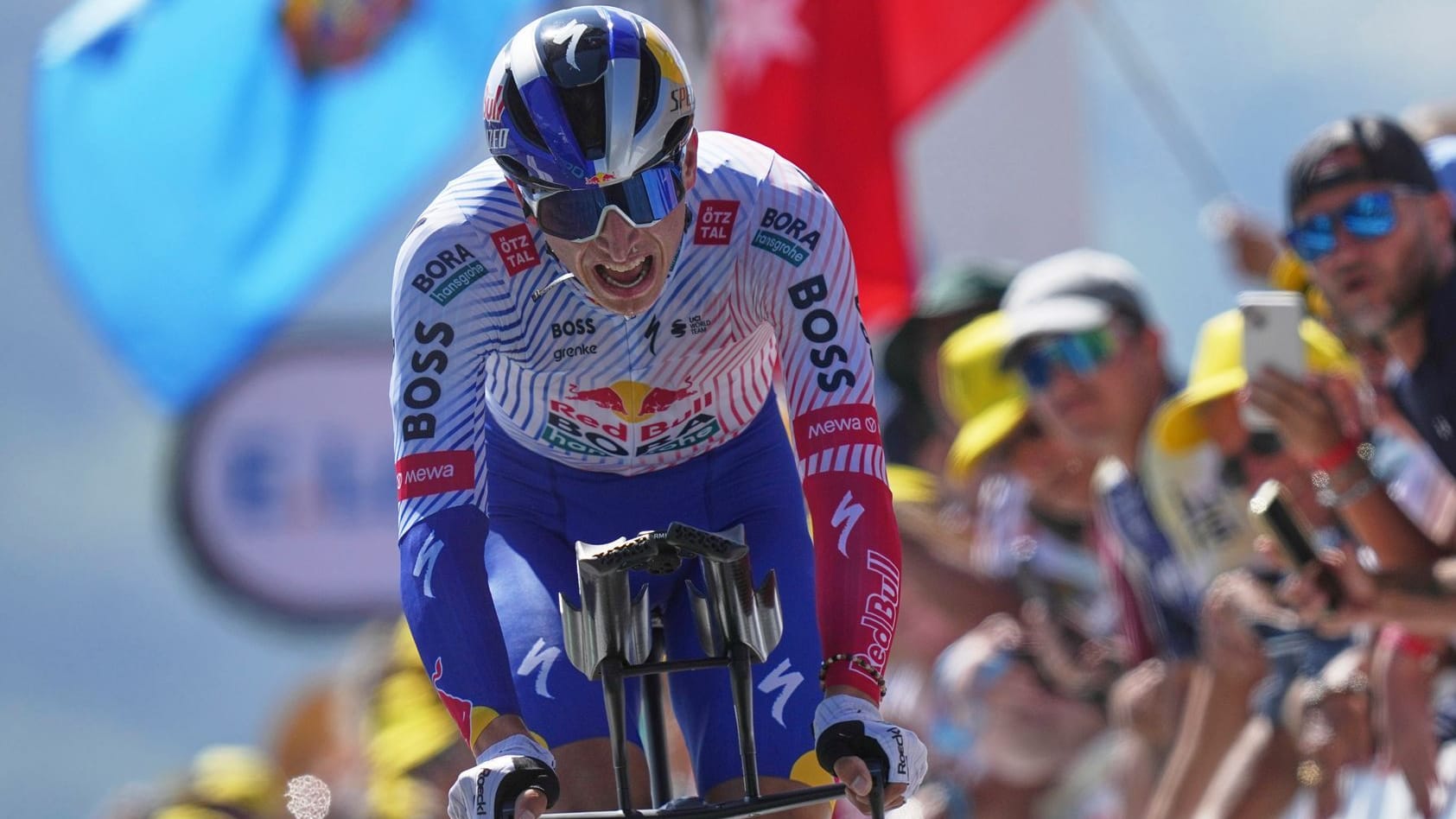 Keep it up: Florian Lipowitz on the 13th stage of the Tour de France.