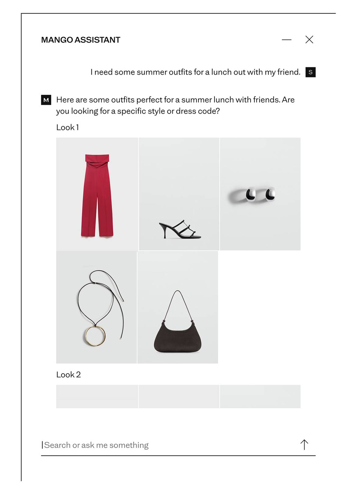 Recomendaciones de “Mango Stylist” Facilitada's Desde el Asistentententententententeen Virtual de Mango.