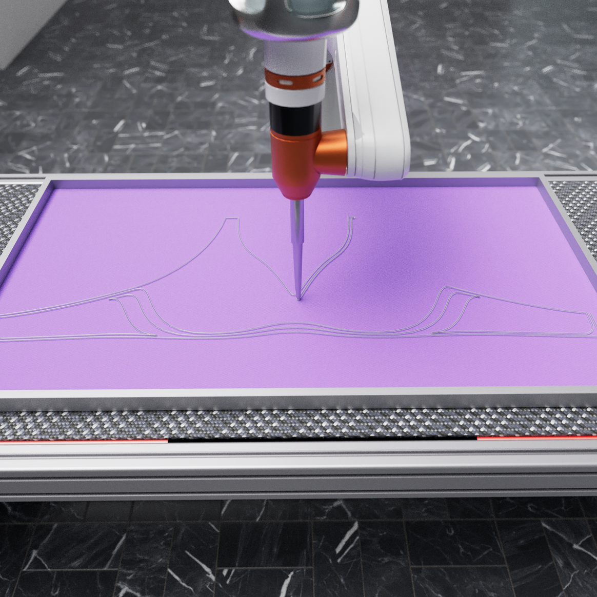 Silicone bands are applied to the fabric.
