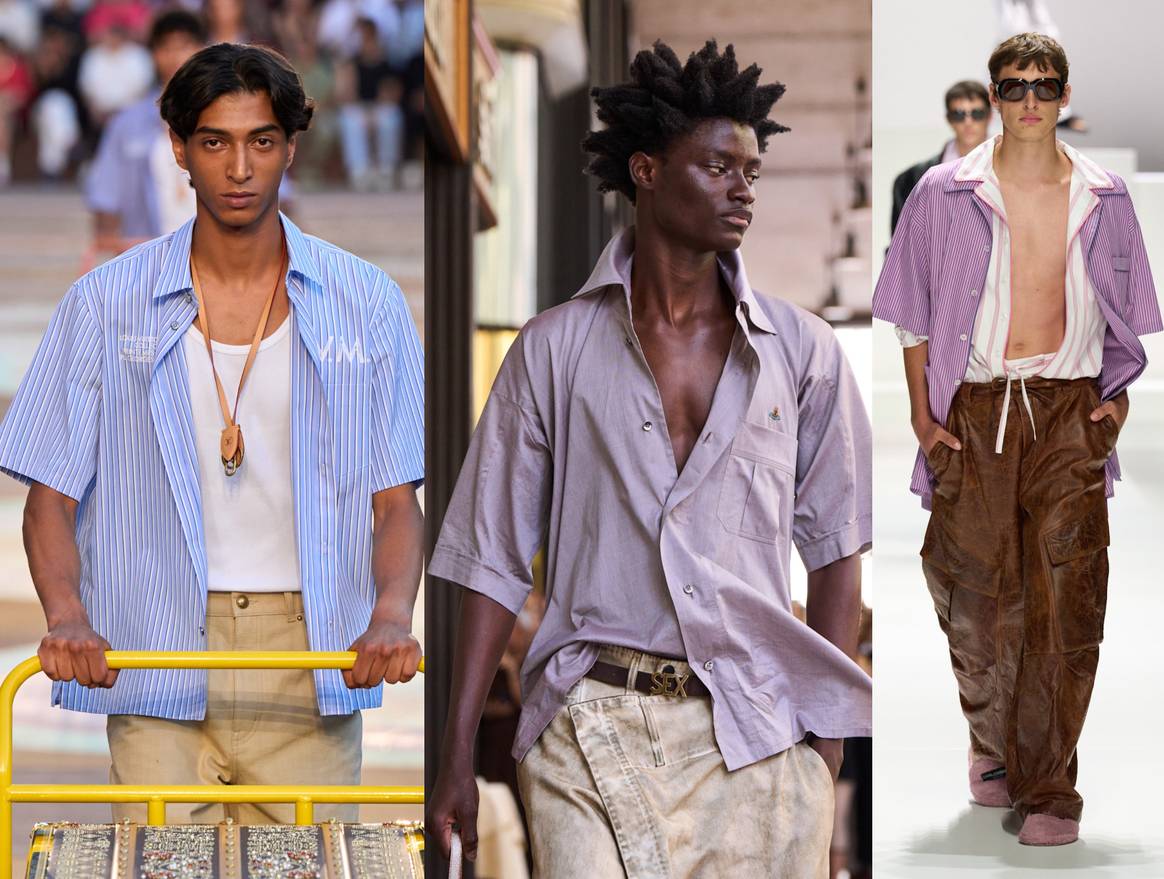 Men FS26: Louis Vuitton, Vivienne Westwood, Dolce & Gabbana.