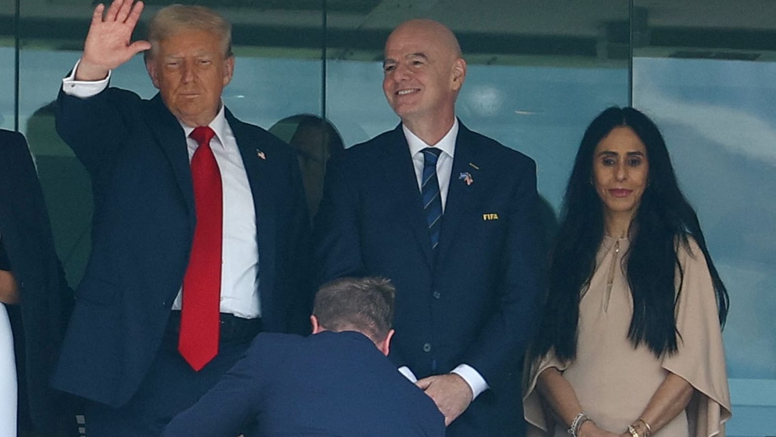 Gianni Infantino next to his wife Leena Al Ashqar (right) at the final of the club World Cup: The couple has four children together.