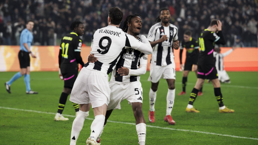 Samuel Mbangula cheers on the big Champions League stage.