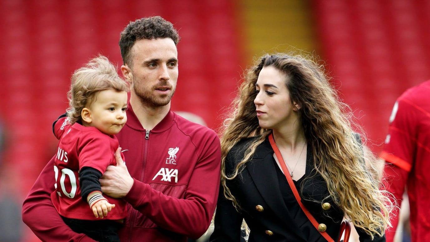 Diogo Jota with his wife Rut Cardoso and one of her children: the couple had married shortly before the death of Jota.