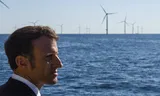 French President Emmanuel Macron at an offshore wind farm in Western France last year.