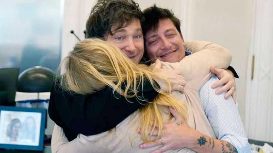 Karina Milei, Santiago Caputo and the President.