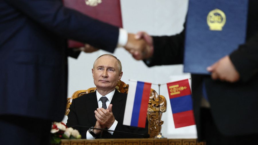 Photogallery Vladimir Putin attends a signing ceremony with the president of Mongolia after their talks in Ulaanbaatar