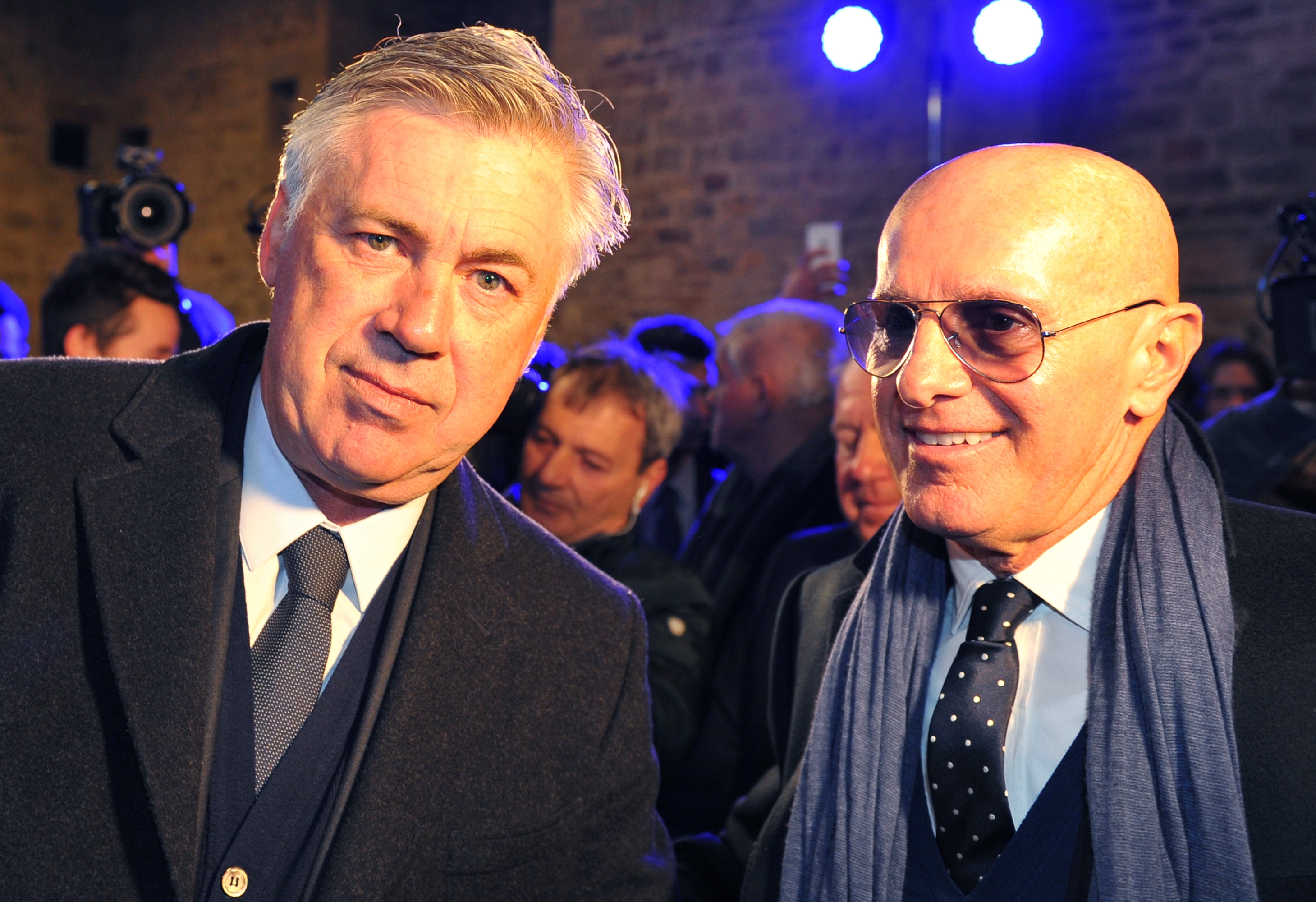 Photo LaPresse - Jennifer Lorenzini 19/01/2015 Florence (Italy) Hall of Fame Calcio Italiano 2015 - Palazzo Vecchio in the photo: Carlo Ancelotti, Arrigo Sacchi Photo LaPresse - Jennifer Lorenzini 19 Janogy 2015 Florence (Italy) Sport Soccer Hall of Fame 2015 Italian Soccer in the Pic: Carlo Ancelotti, Arrigo Sacchi