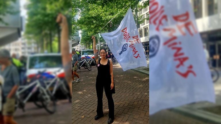 Odet last week at the protest march against femicide in Rotterdam (photo: Dolle Mina's Eindhoven).