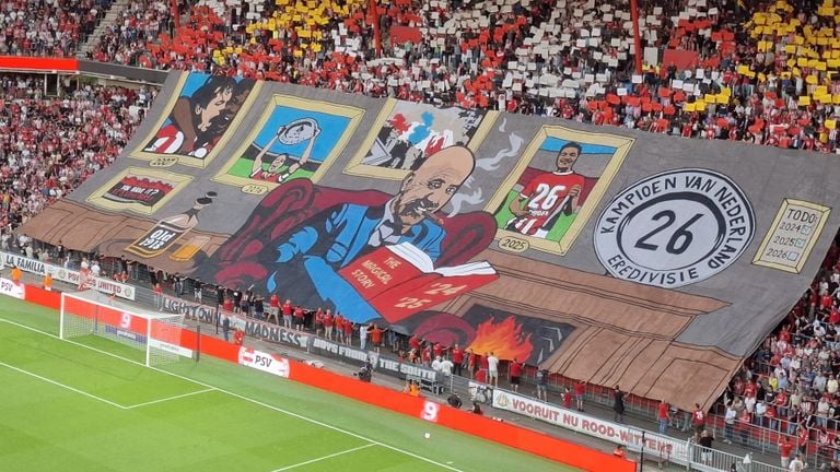 A banner from the supporters of PSV. (Photo: Leon Voskamp)