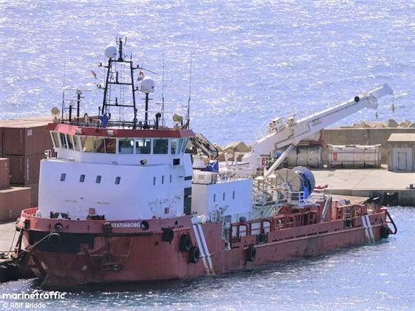 The Marine Survey ship, the Statiagorg by JW van Stee BV / Royal Wagenborg Offshore BV moored on Sint Eustatius / Wagenborg Photo.