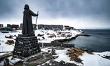 The statue of Hans Egede in Nuuk. He was a Danish-Norwegian Lutheran missionary who went on a mission to Greenland. 