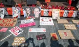 Slogans at the demonstration in Rotterdam against femicide.