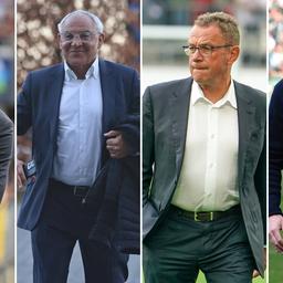 Collage Jonas Boldt, Felix Magath, Ralf Rangnick and Oliver Kahn (Source: Imago / Ulrich Hufnagel, Fussball-News Saarland, Steinsiek.ch, Team 2)