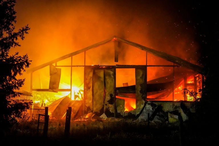 One shed burned out completely (photo: Heitink news agency).