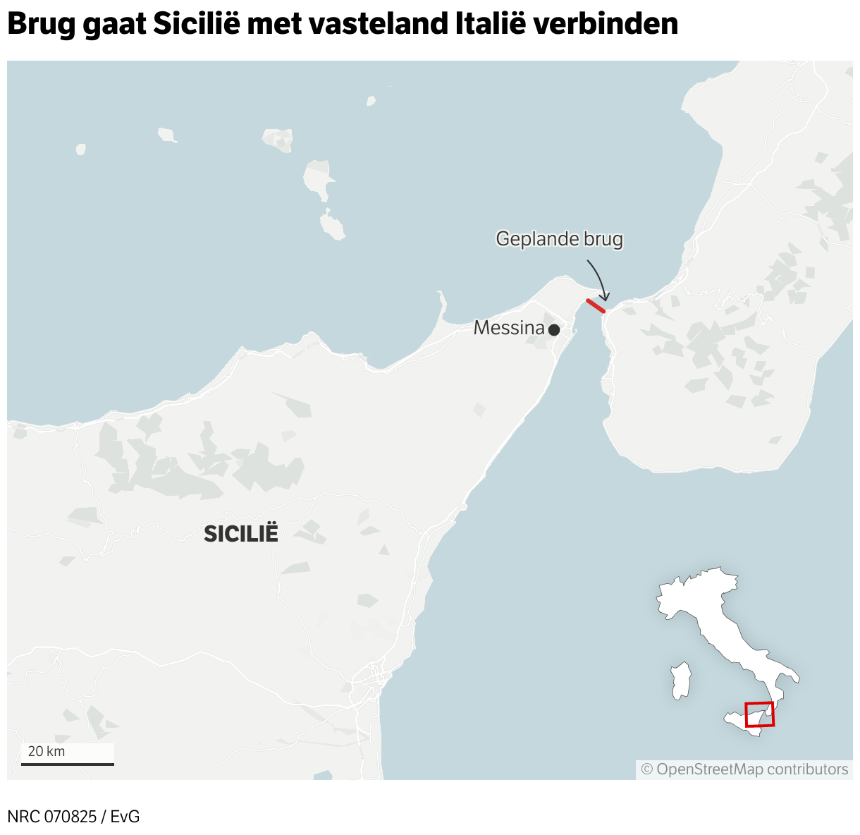 Bridge is going to connect Sicily with mainland (Locator Map)