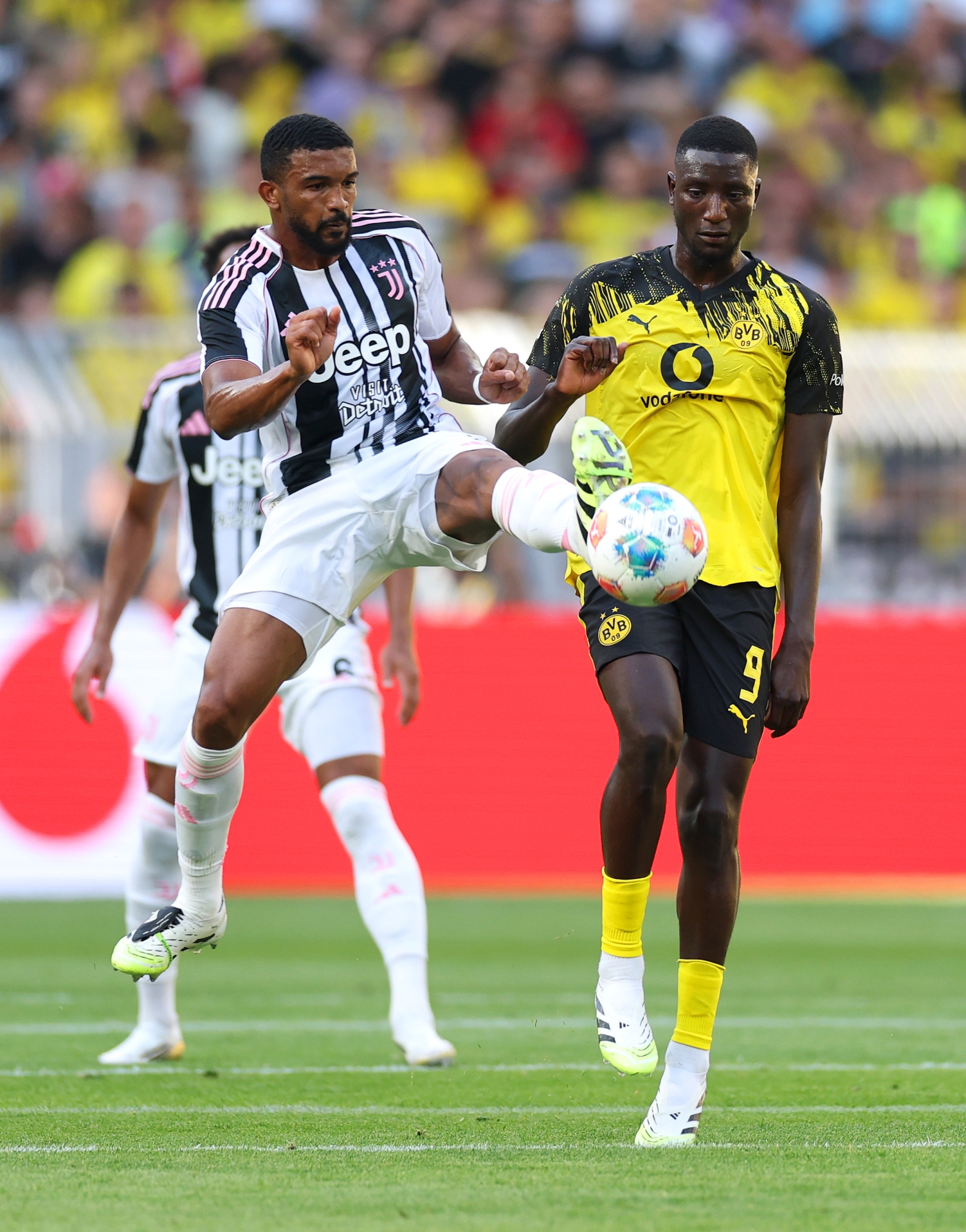 Dortmund, Germany - August 10: Bremer of Juventus is Challenged by Serhou Guirassy of Borussia Dortmund During the Pre -Season Friending Between Borussia Dortmund and Juventus FC at Signal Iduna Park on August 10, 2025 in Dortmund, Germany. (Photo by Lars Baron/Getty Images)