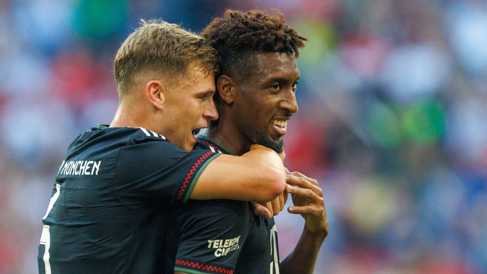 Kingsley Coman (right) is hugged by Joshua Kimmich (left): The Frenchman has been playing in Munich since 2015.