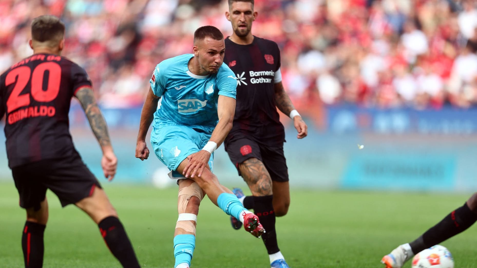 Tim Lemperle pulls off: The TSG striker scored the winning goal for Hoffenheim in Leverkusen.