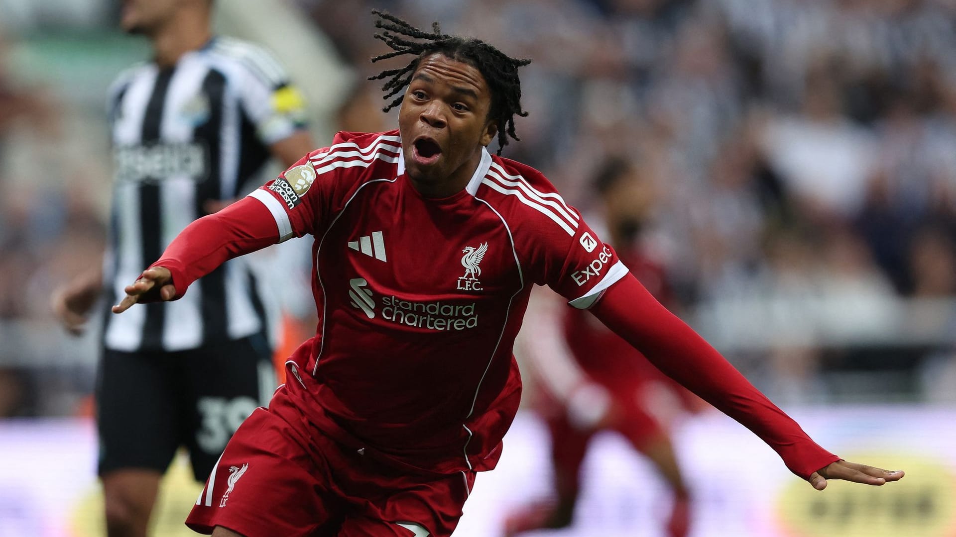 Rio Ngumoha cheered: he scored the winning goal for Liverpool.