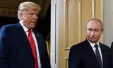 President Trump and his colleague Putin during an earlier meeting, in Helsinki on July 16, 2018. Photo Brendan Smialowski/AFP 