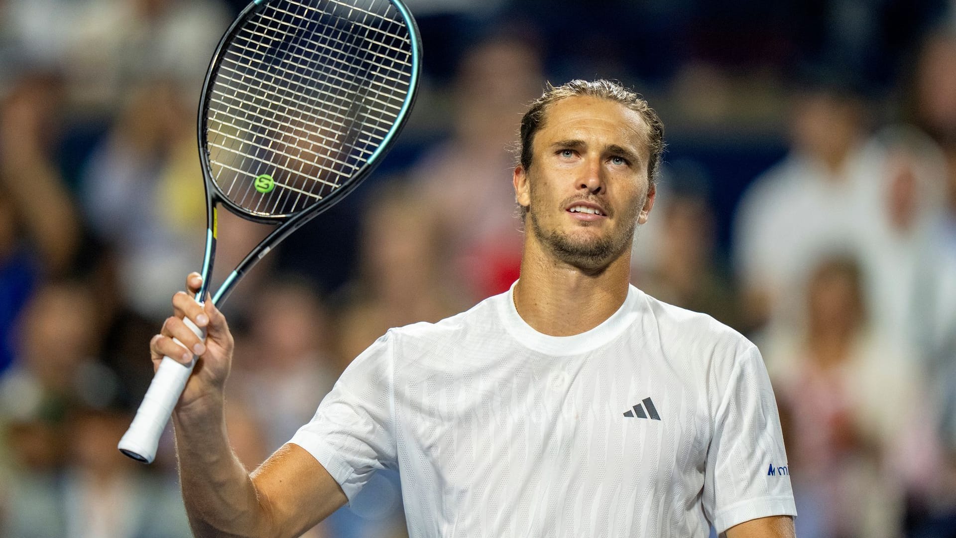 Alexander Zverev reacts after his victory.