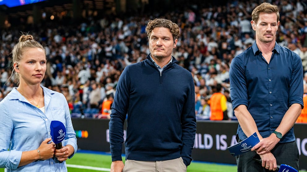 Im Oktovber 2024 war Terzic (M.) im TV-Einsatz bei Prime Video neben Tabea Kemme und Alex Schlüter