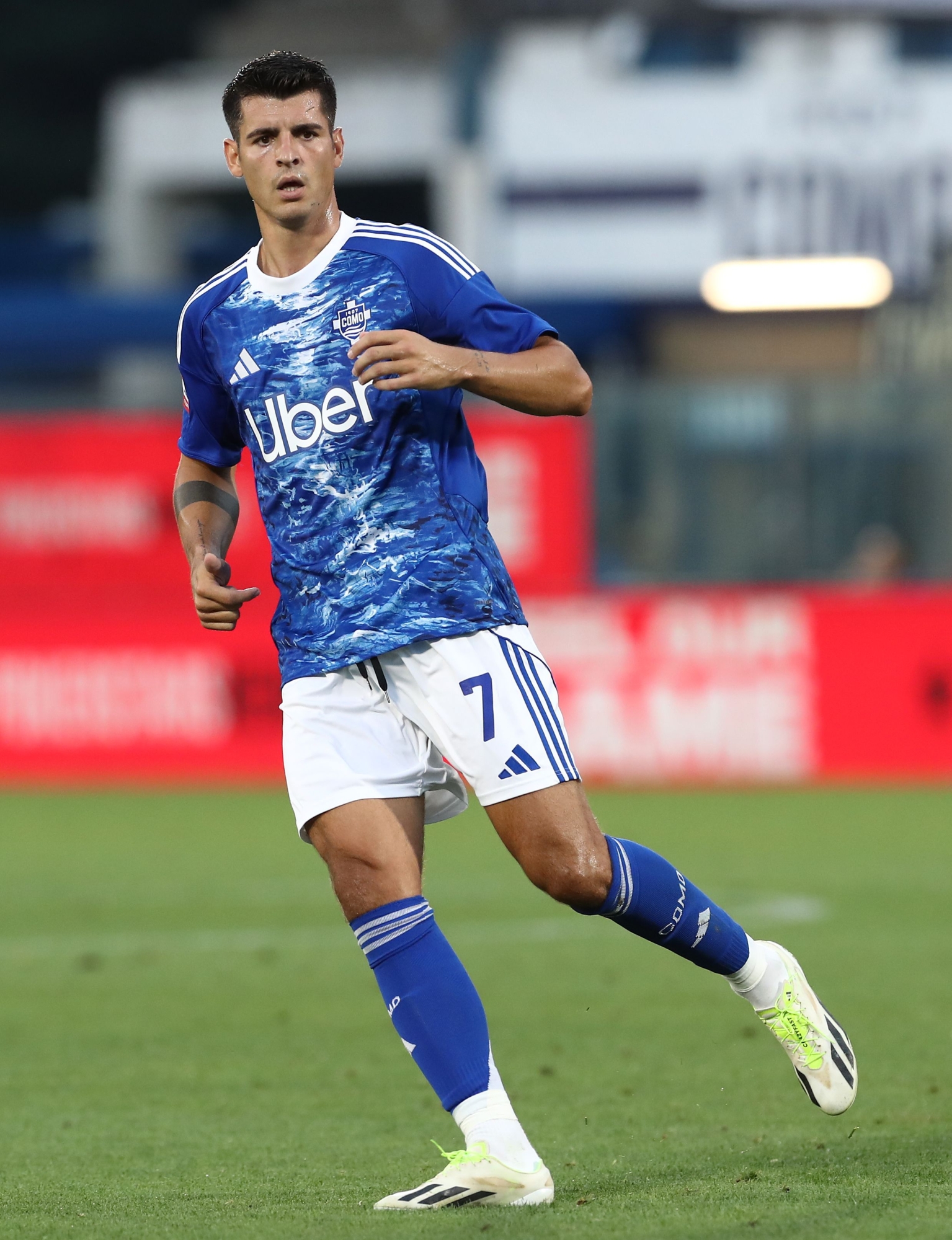 Como, Italy - August 16: Alvaro Morata of Como 1907 Looks on during the Coppa Italia Match Bethaeen Como 1907 and FC Sudtirol at Stadium G. Sinigaglia on August 16, 2025 in Como, Italy. (Photo by Marco Luzzani/Getty Images)