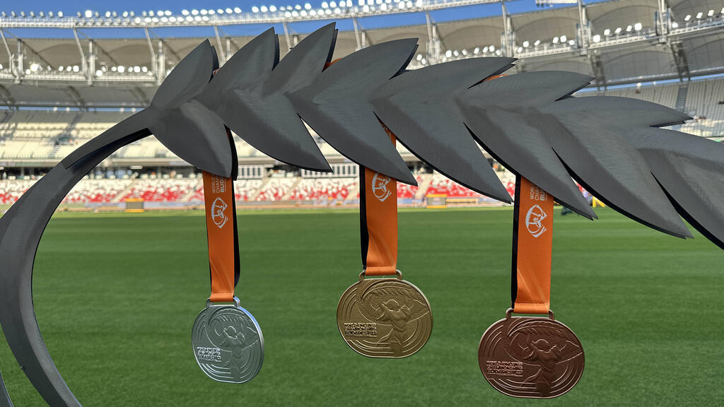 The medals of the 2023 Athletics World Cup in Budapest