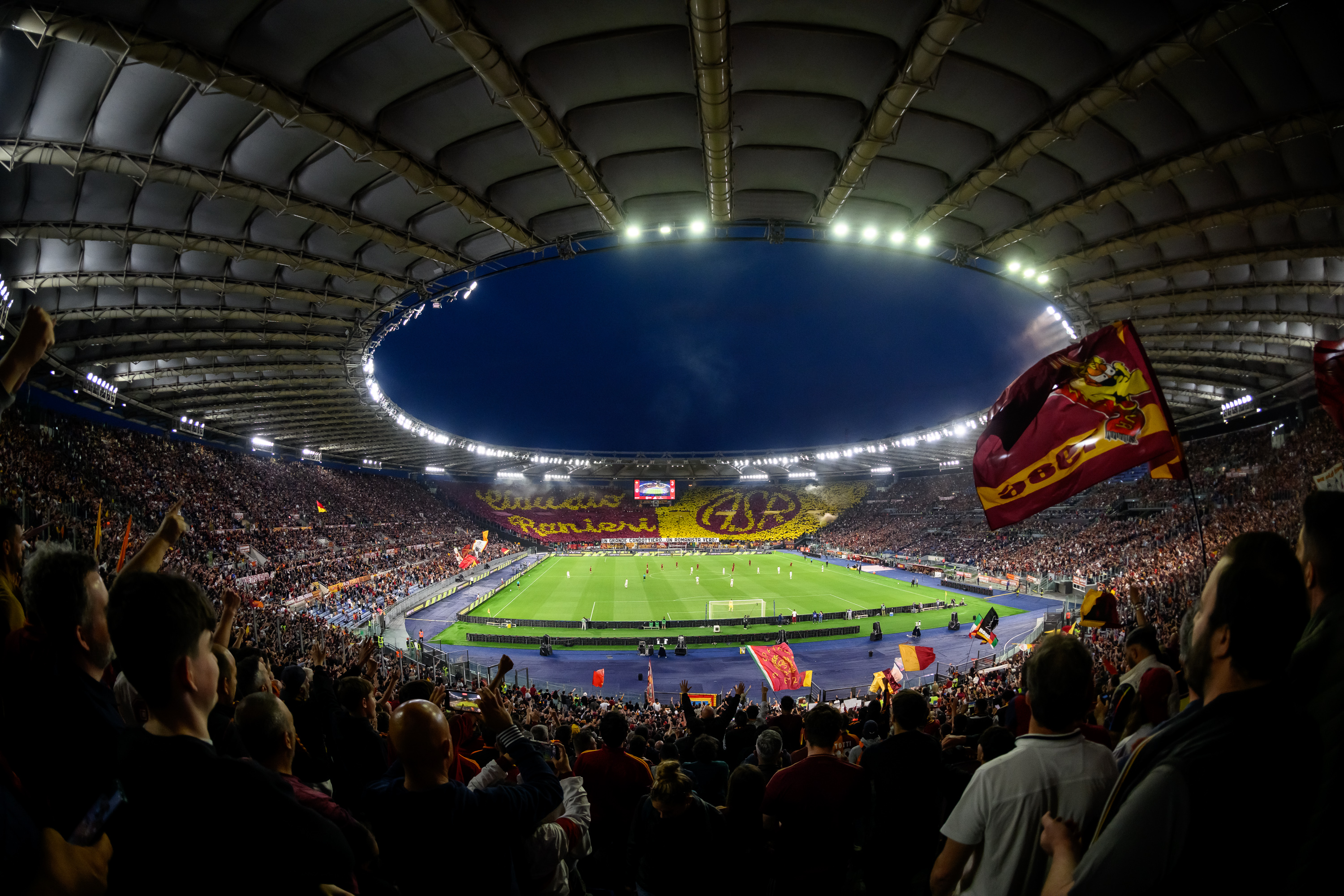 Rome, Italy - May 18: AS Roma Fans During the Serie A Match Bethaeen Rome and Milan at Olympic Stadium on May 18, 2025 in Rome, Italy. (Photo by Fabio Rossi/As Roma via Getty Images)