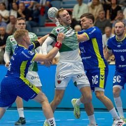Fox star Mathias Gidsel in the game in Gummersbach (Imago Images/Marco Bader)