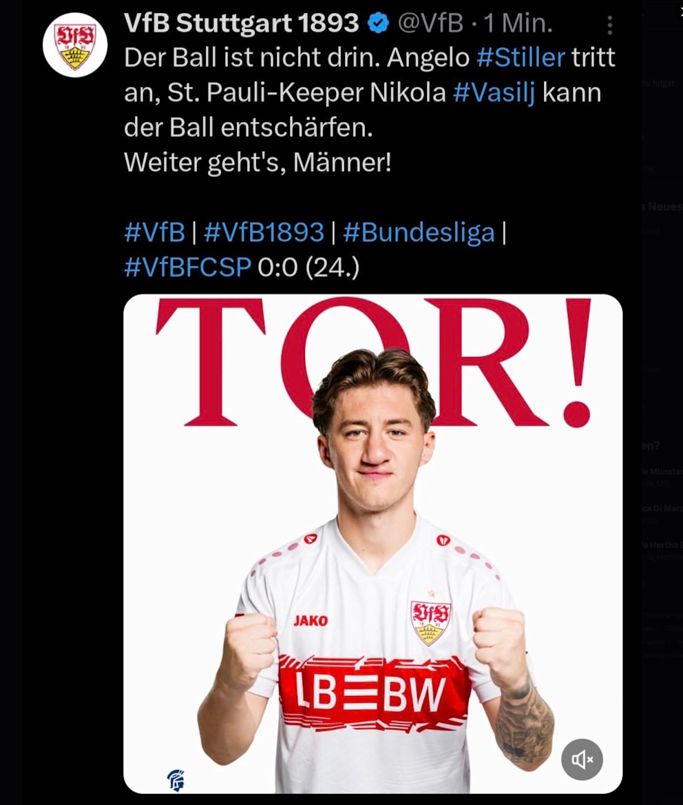 Der Beitrag mit dem jubelnden Stiller wurde schnell wieder gelöscht