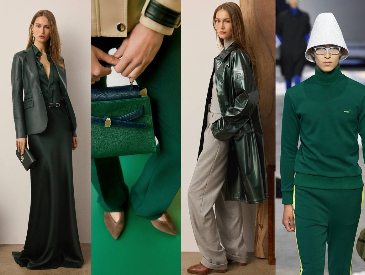 Deep green: Ralph Lauren Hf25 - Pre -case women (twice), Veronica Beard HF26 - Resort women & Prada FS26 - Menswear