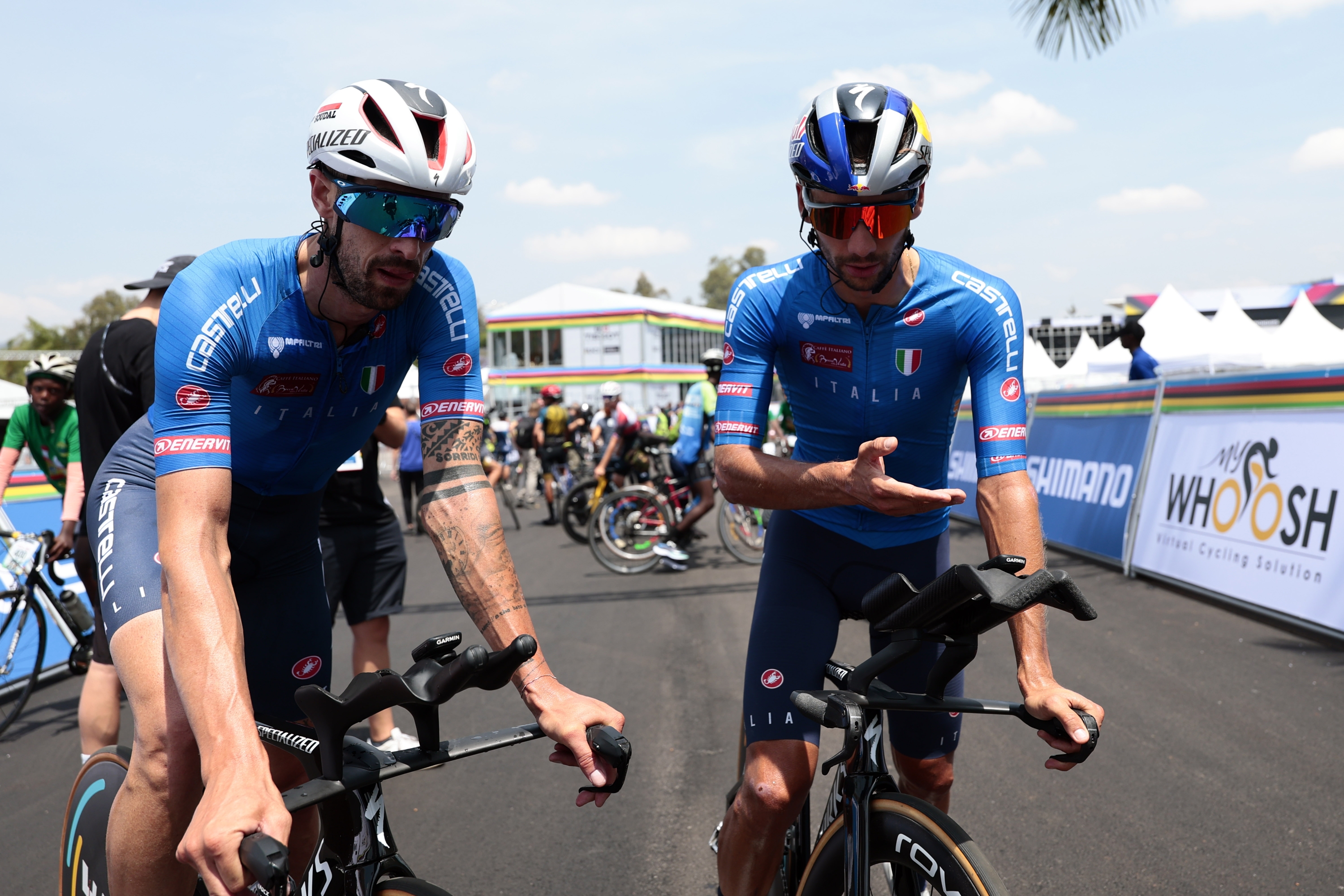 2025 UCI ROAD WORLD Championships Kigali Rwanda - Training - 20/09/2025 - Matteo Sobrero (Italy) - Mattia Cattaneo (Italy) - Photo Luca Bettini/SprintCyCLLIGAGENCY © 2025