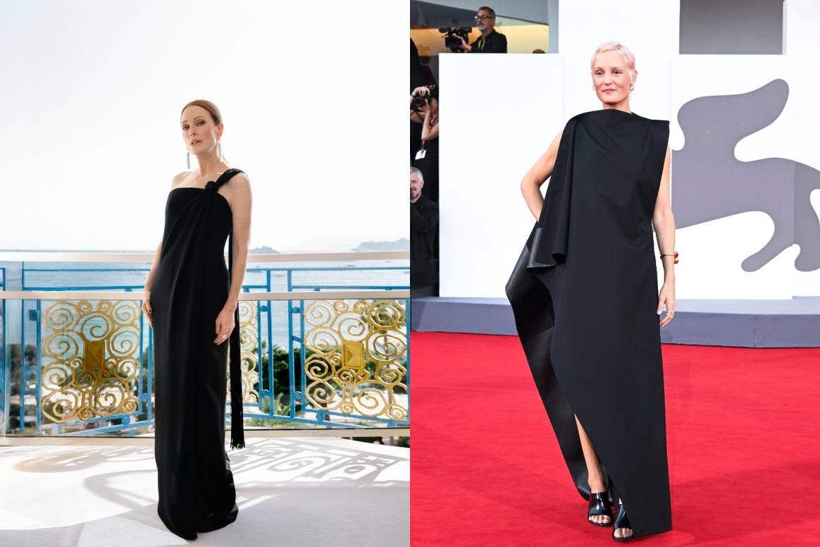 Julienne Moore in Cannes, and Vicky Krieps in Venice Wearing Louise Troters Bottega Veneta
