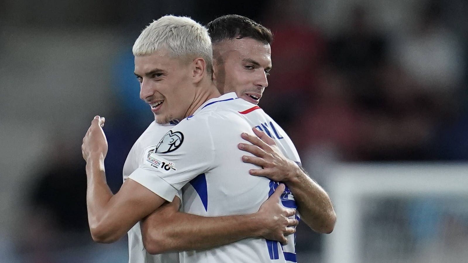 Tomas Rigo (left) celebrates his goal of the day.