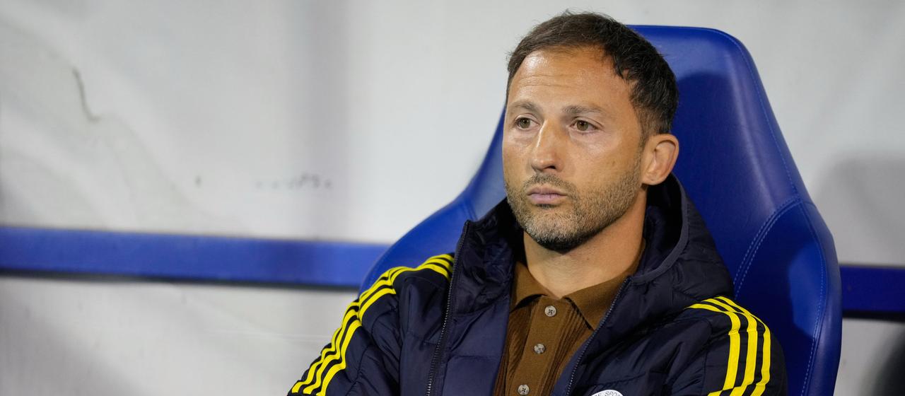 Fenerbahce coach Domenico Tedesco at the Europa League game against Dinamo Zagreb