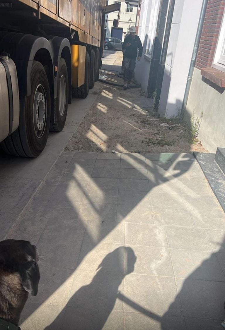 truck in front of the door