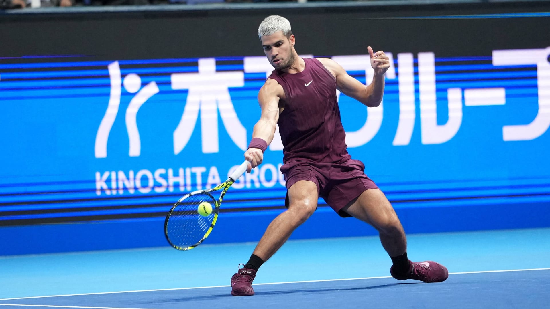 Carlos Alcaraz in the match against the Argentine Sebastian Baez: Next round in Tokyo reached.
