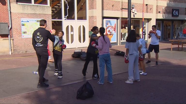 Children are busy with kickboxing.