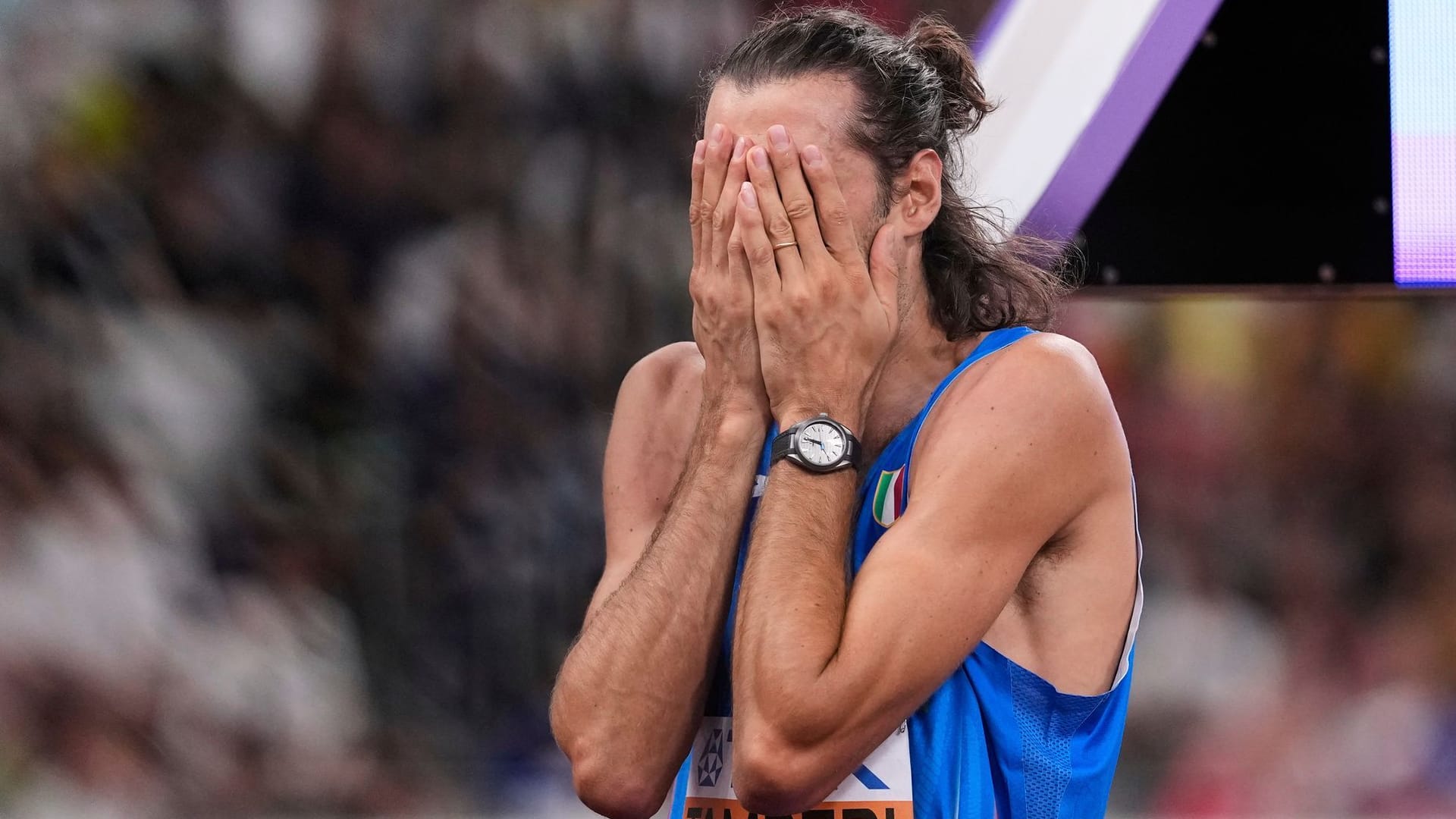 Can't believe it: Gianmarco Tamberi after his end at the World Athletics World Cup in Tokyo.