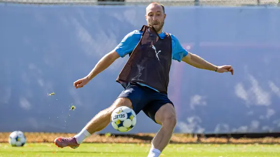 Football player Christian Eriksen in a shot.