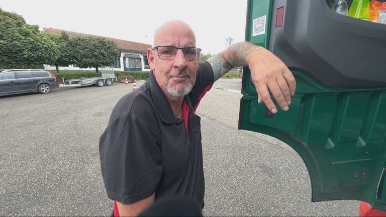 One of the many truckers that are disappointing from the closure (photo: Omroep Brabant).