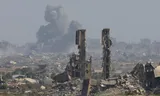 Smoke rises from explosions in Gaza city on Saturday.