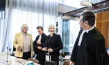 Suspects and former board members of Cooperative Last wants Jos van Wijk (left) and Petra de Jong (second from the right) in the court in Arnhem. 