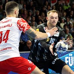 Füchse player Mathias Gidsel in the game against Minden. Source: imago images/Nordphoto