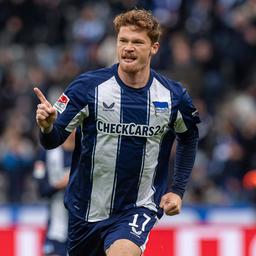 Sebastian Grönning from Hertha BSC celebrates his goal. (Photo: IMAGO / Matthias Koch)