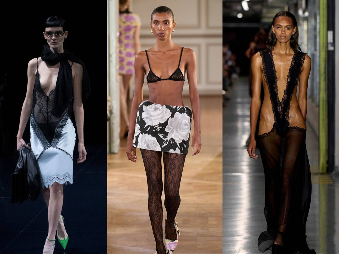 (from left to right) Tom Ford, Patou, Gaultier SS26