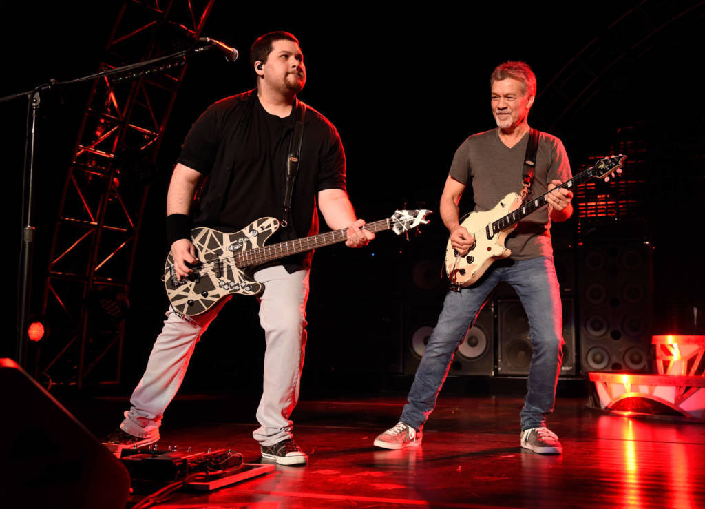 Wolfgang Van Halen in 2015 with his father Eddie Van Halen.