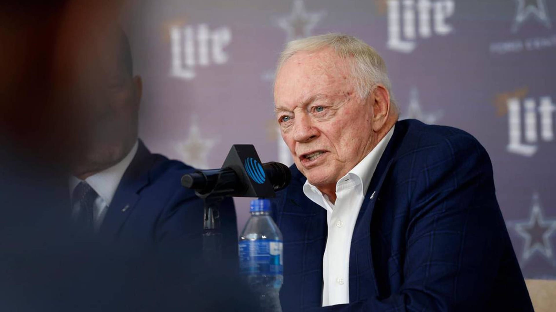 Dallas Cowboys owner Jerry Jones at a press conference.
