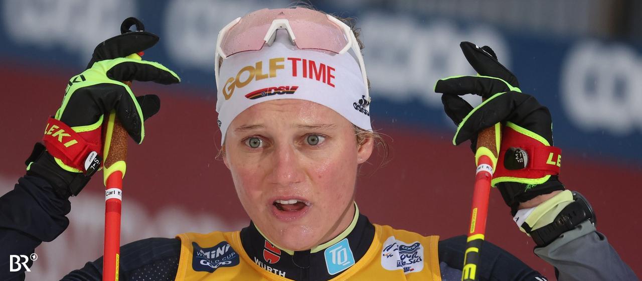 ARCHIVE - January 3rd, 2023, Bavaria, Oberstdorf: Nordic skiing/cross-country skiing: World Cup, Tour de Ski, 10 km classic, women. Victoria Carl from Germany is at the finish. In Toblach she came second twice. Victoria Carl is waiting for the verdict in her doping case. (to dpa: “National coach expects Victoria Carl to be banned from the Olympics”) Photo: Karl-Josef Hildenbrand/dpa +++ dpa-Bildfunk +++
